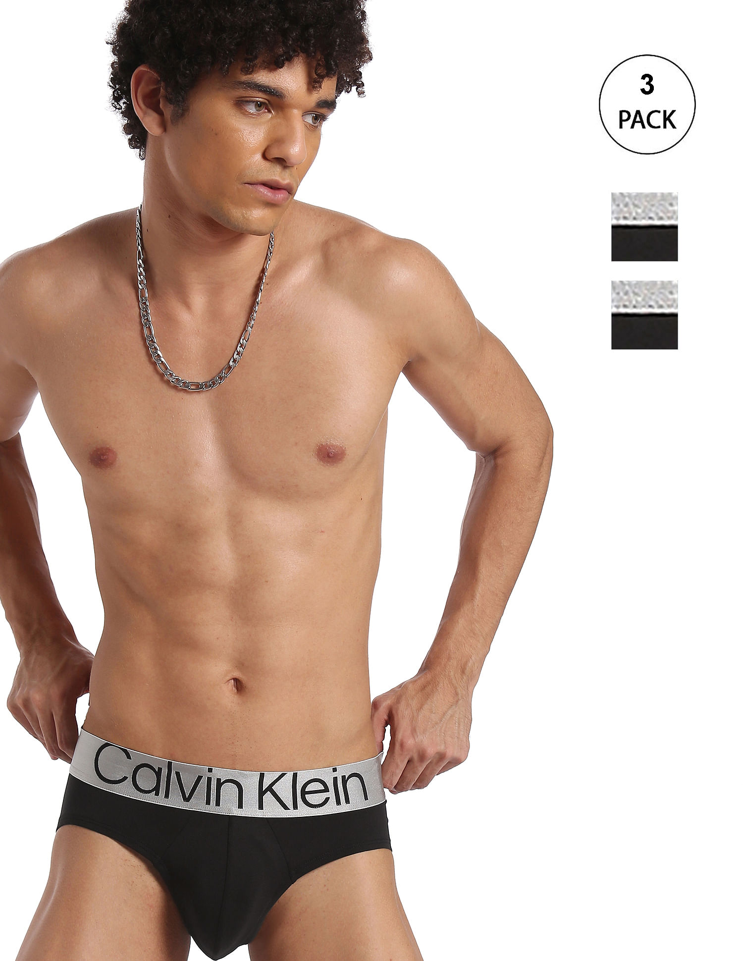Buy Calvin Klein Underwear Men Black Mid Rise Solid Hipster Briefs - Pack  of 3 