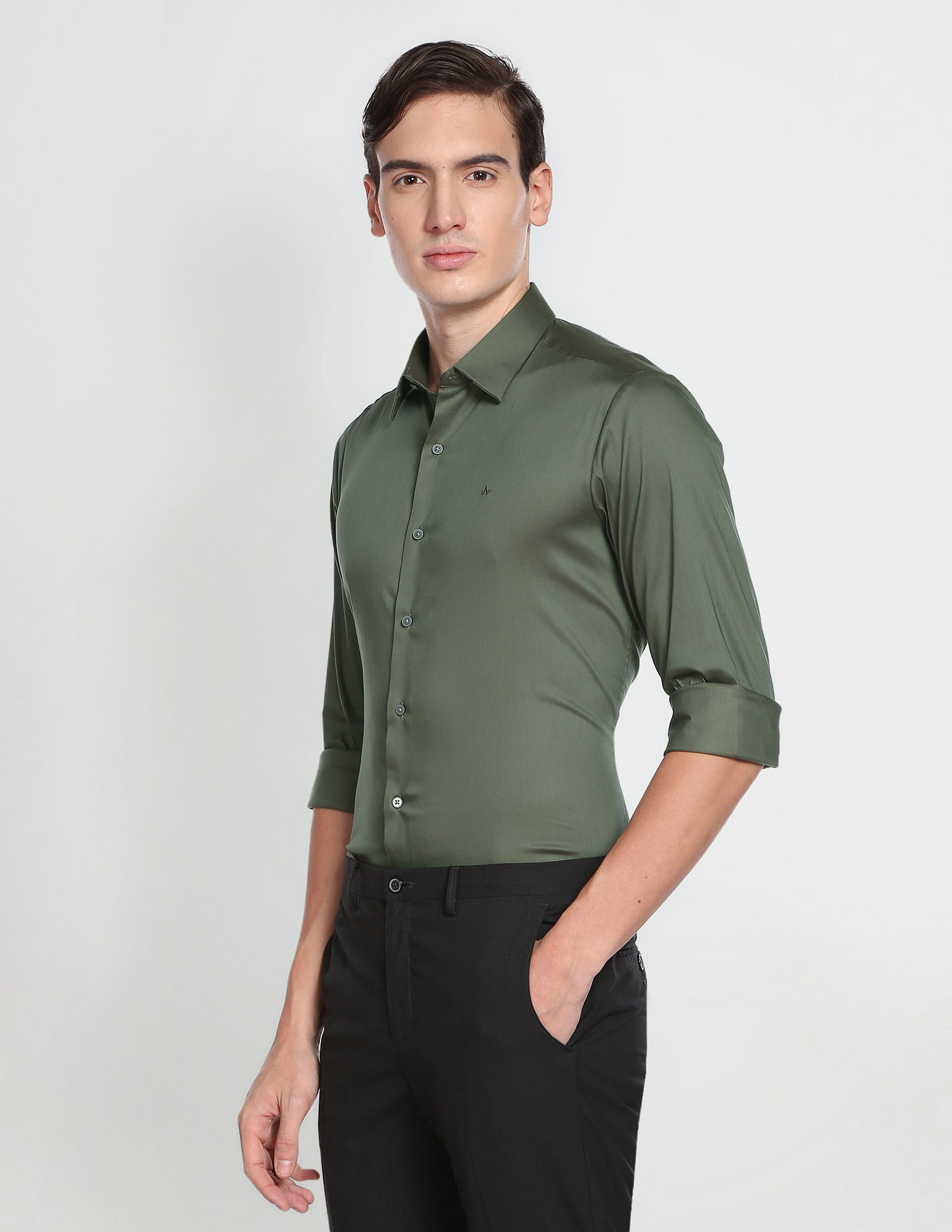 Arrow Newyork Solid Satin Shirt