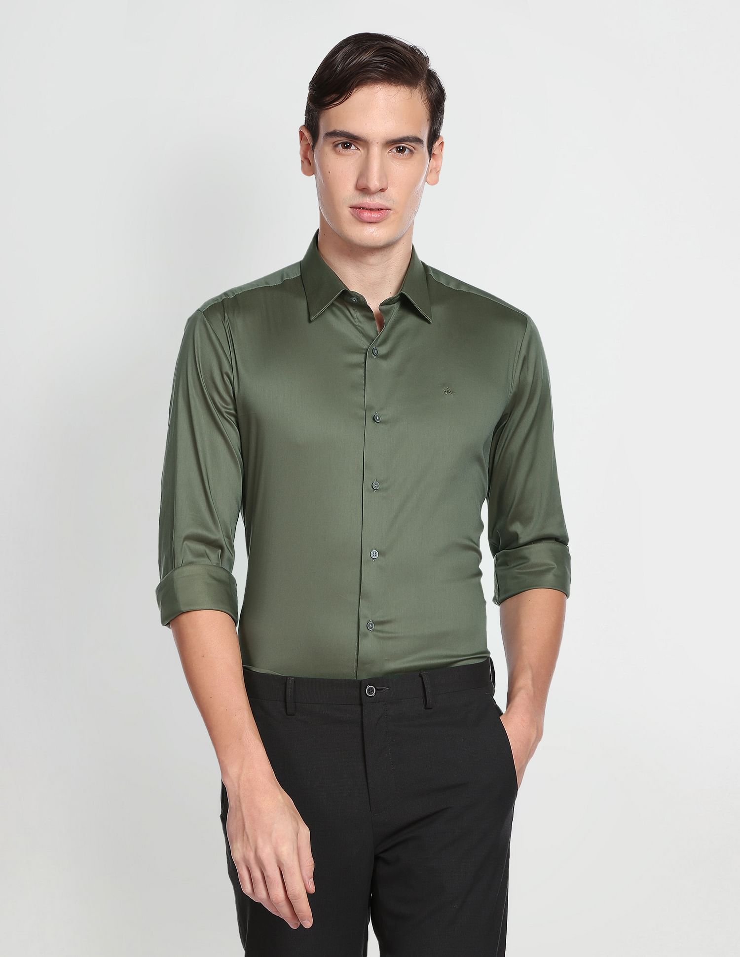 Arrow Newyork Solid Satin Shirt