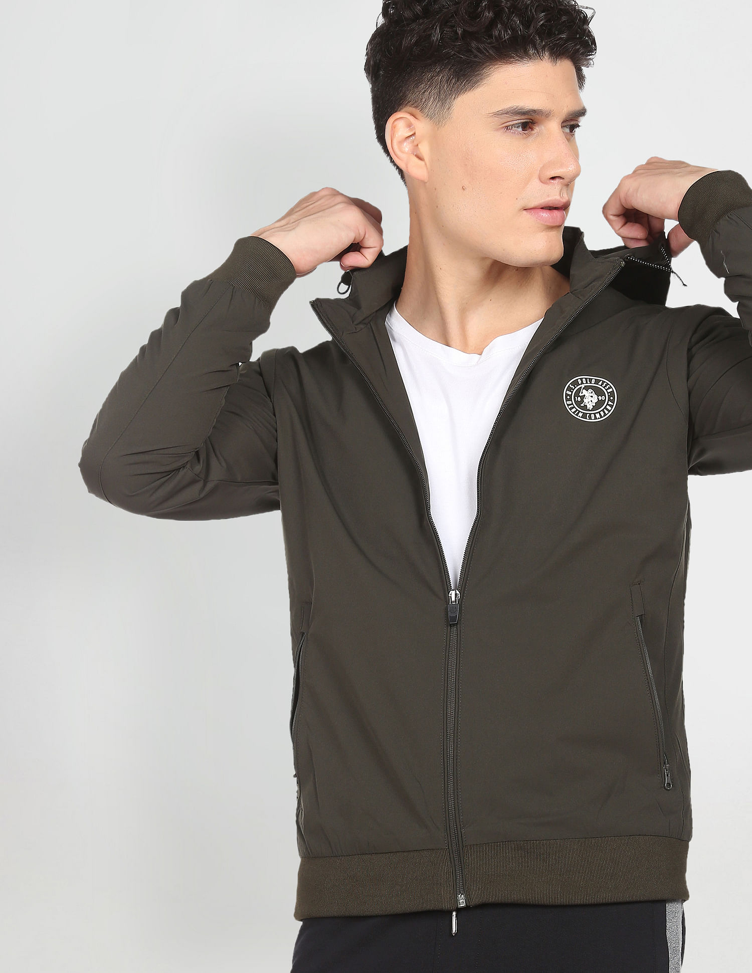 Buy U.S. Polo Assn. High Neck Solid Polyester Padded Jacket - NNNOW.com