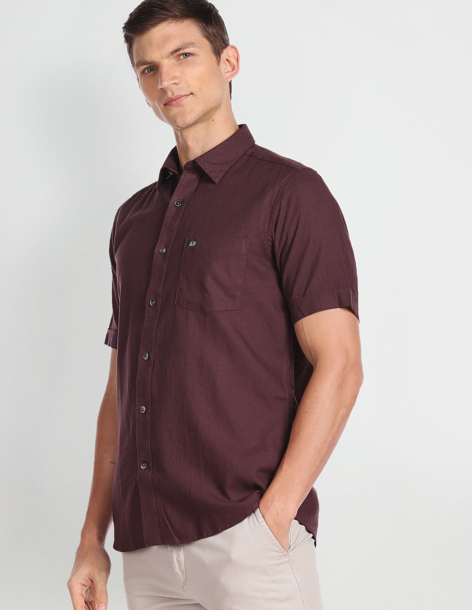 Arrow Sports Point Collar Solid Shirt