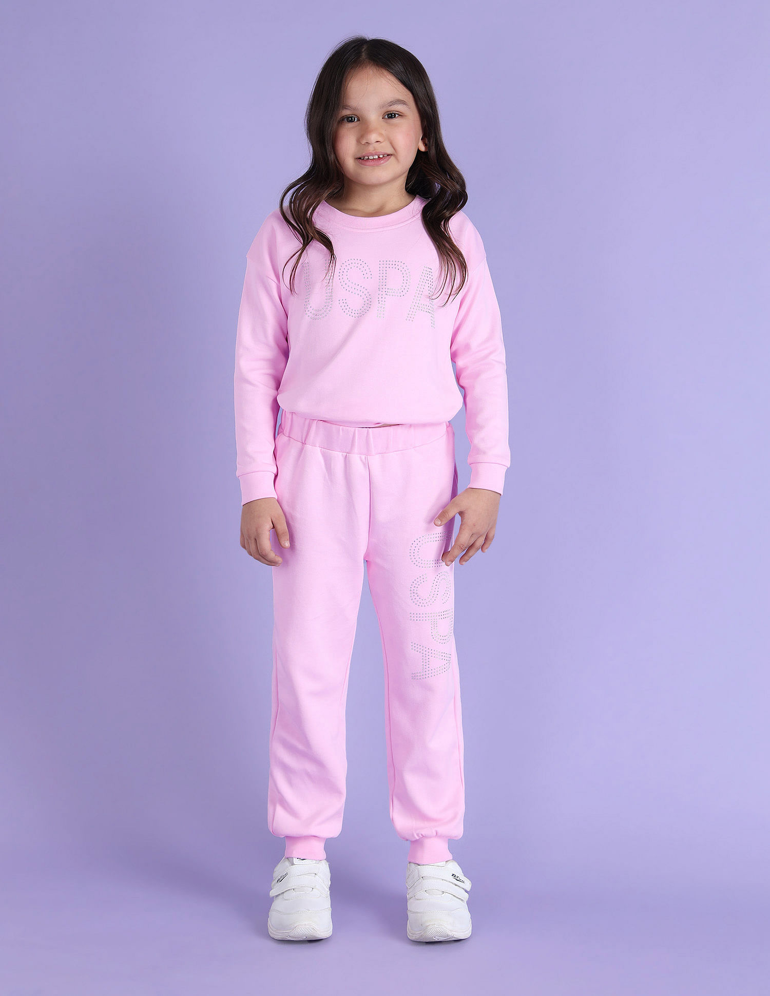 U.S. Polo Assn. Kids Girls Embellished Regular Fit Joggers