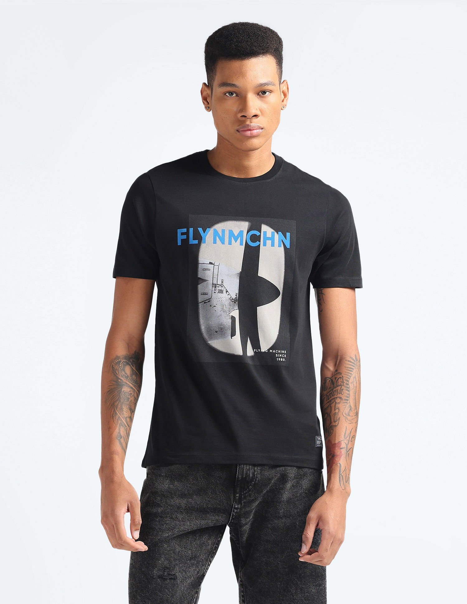 Flying Machine Graphic Print Cotton T-Shirt