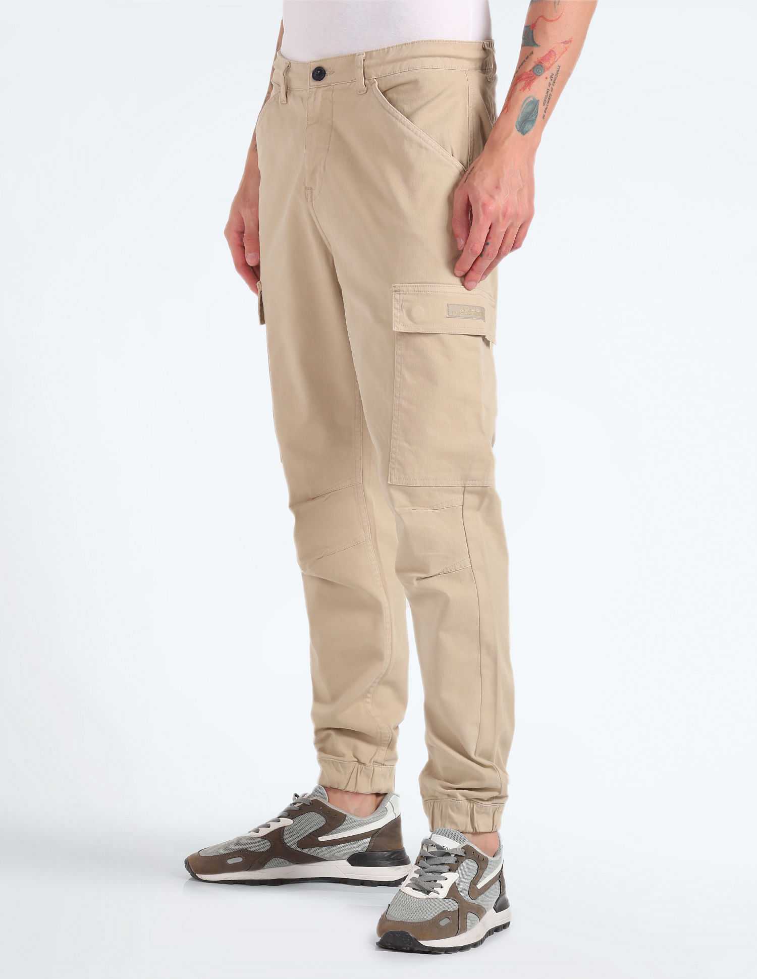 Flying Machine Mid Rise Solid Cargo Utility Trousers
