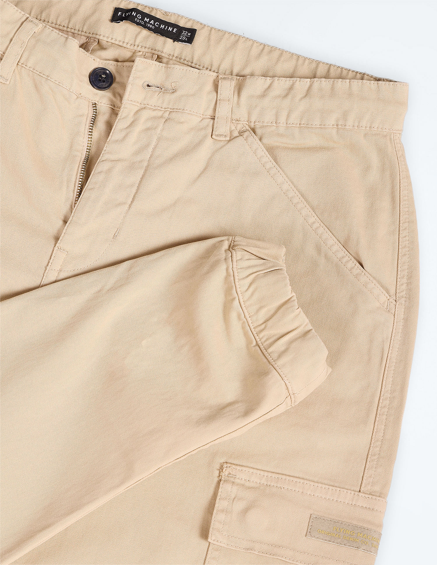 Flying Machine Mid Rise Solid Cargo Utility Trousers
