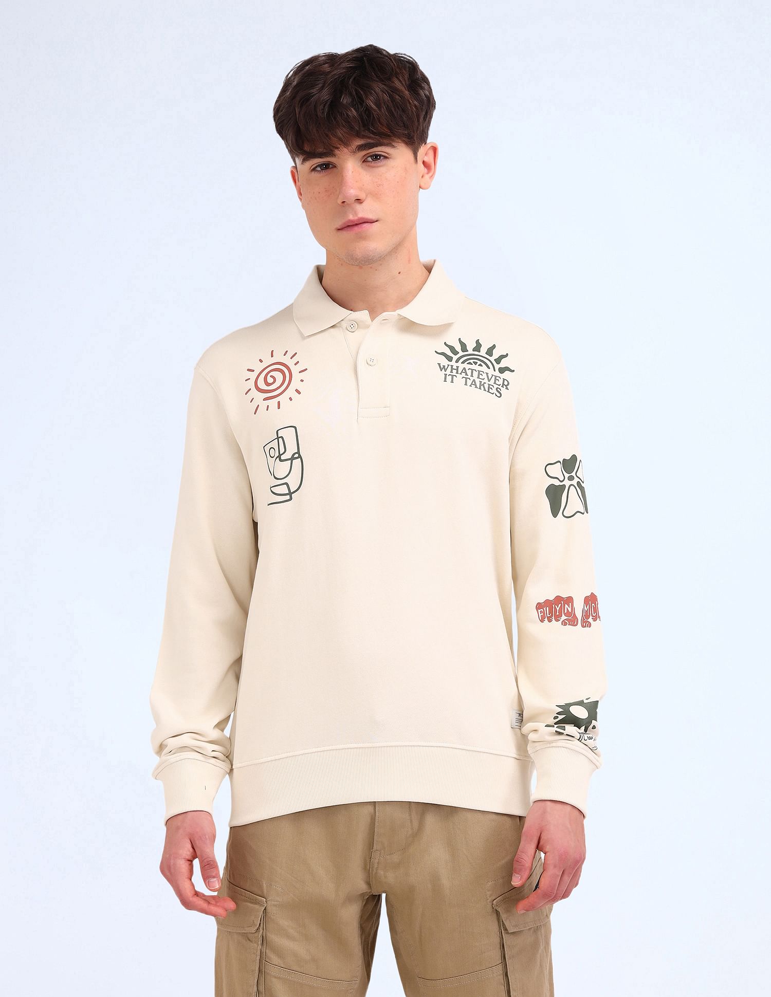 Flying Machine Relaxed Fit Graphic Printed Sweatshirt