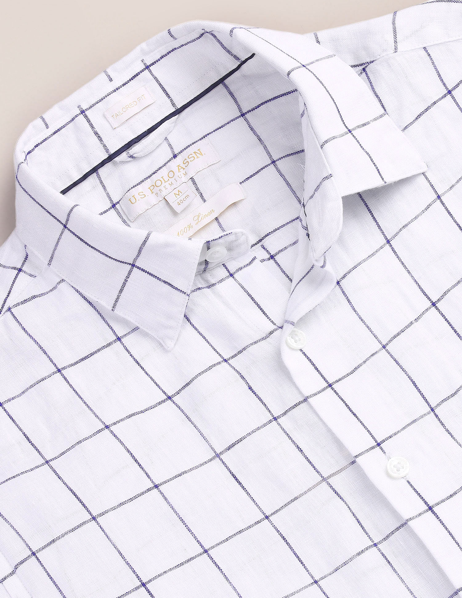 U.S. Polo Assn. Windowpane Check Tailored Fit Linen Shirt