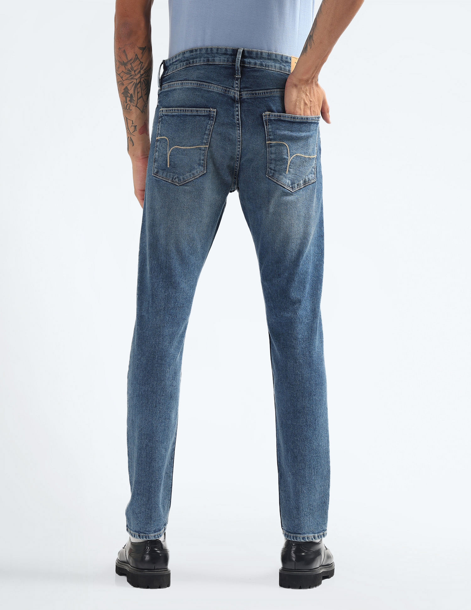 Flying Machine Slash Slim Tapered Stone Wash Jeans