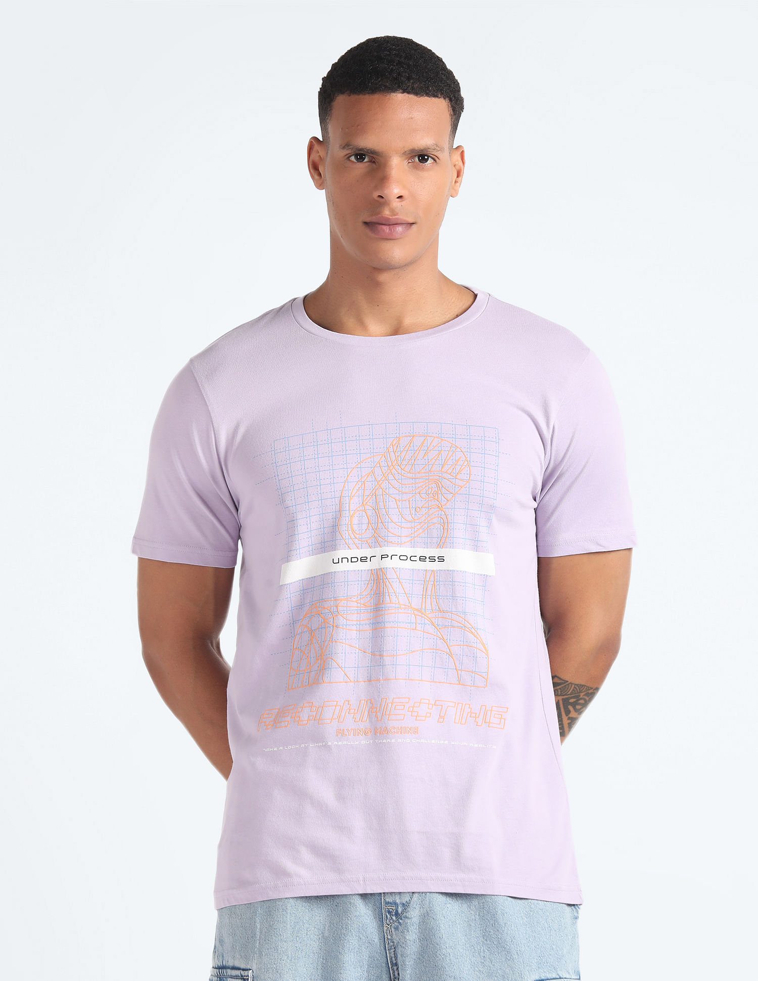 Flying Machine Graphic Print Cotton T-Shirt