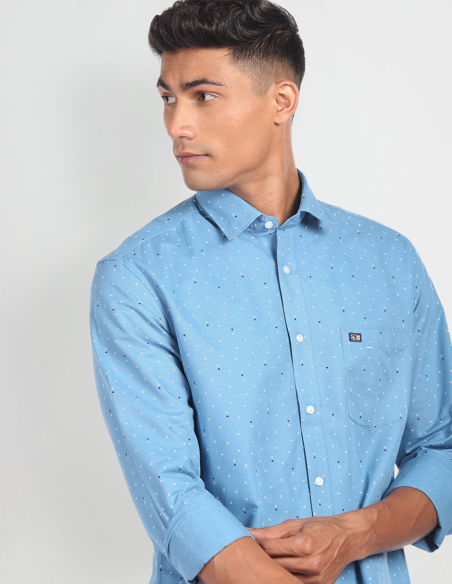 Arrow Sports Geometric Print Cotton Shirt