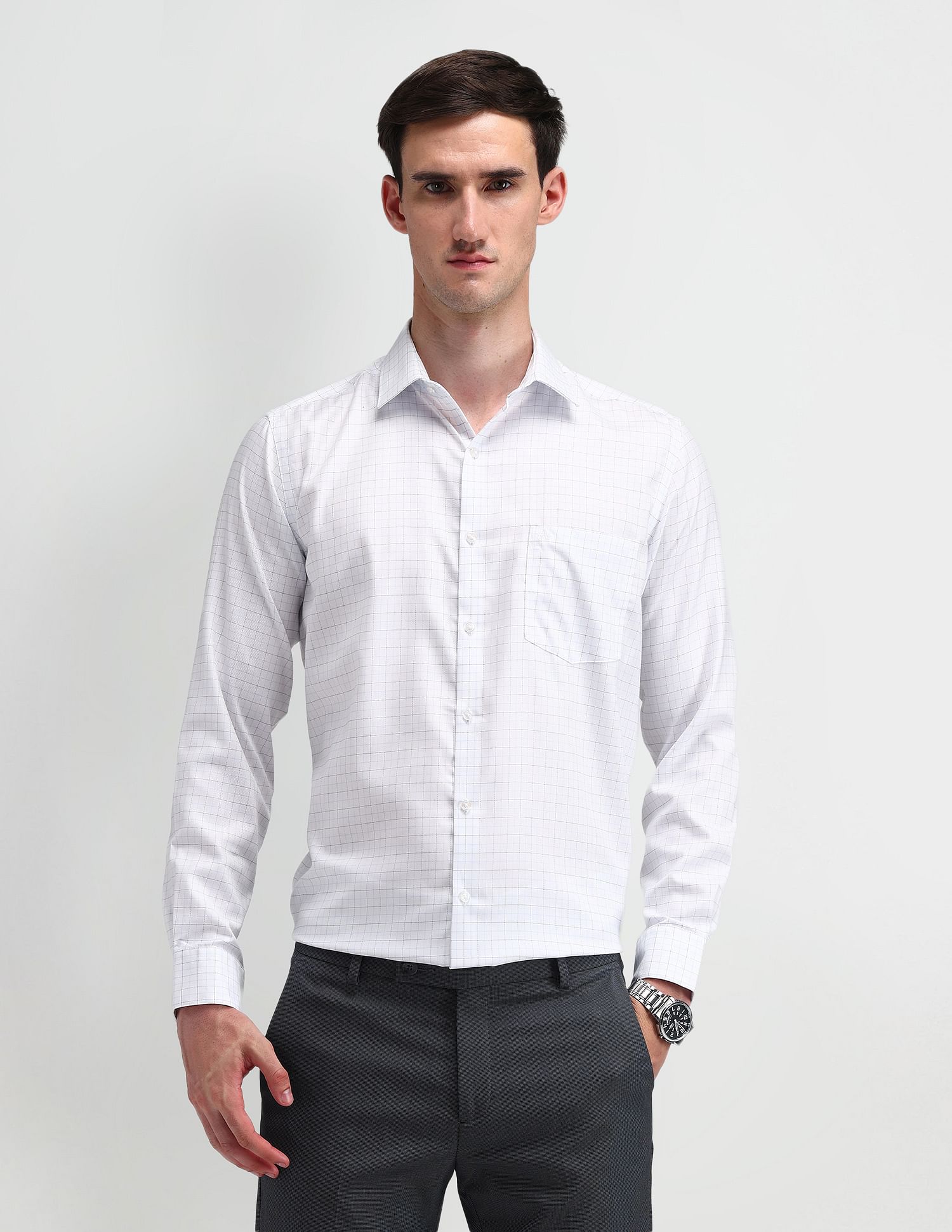 Arrow Liberty Classic Fit Grid Tattersall Checked Shirt