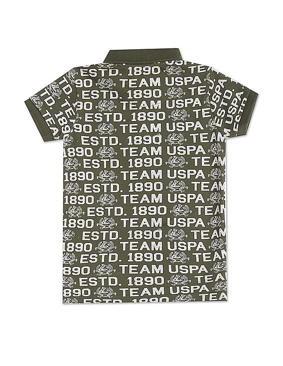 U.S. Polo Assn. Kids Boys Cotton Brand Print Polo Shirt