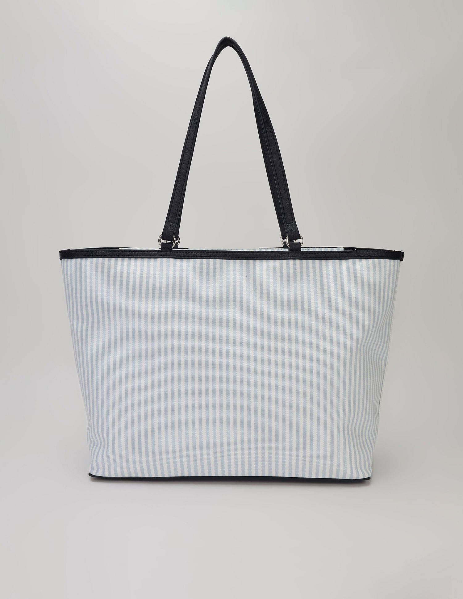 Tommy Hilfiger Striped Blue Polyester Tote Bag