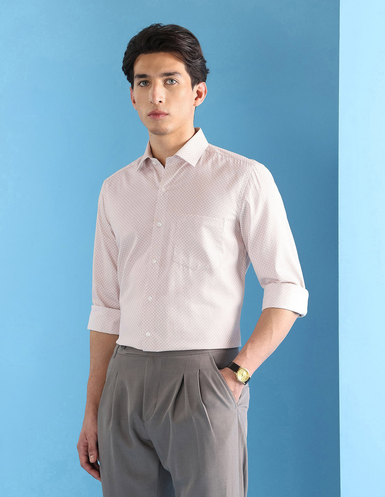 Arrow Manhattan Slim Fit Geometric Printed Shirt