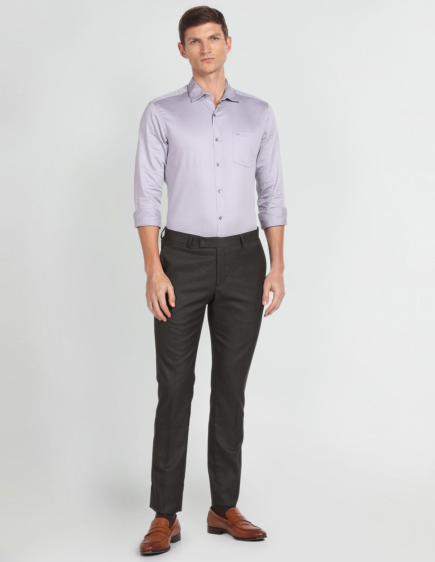 Arrow Hudson Tailored Fit Heathered Formal Trousers
