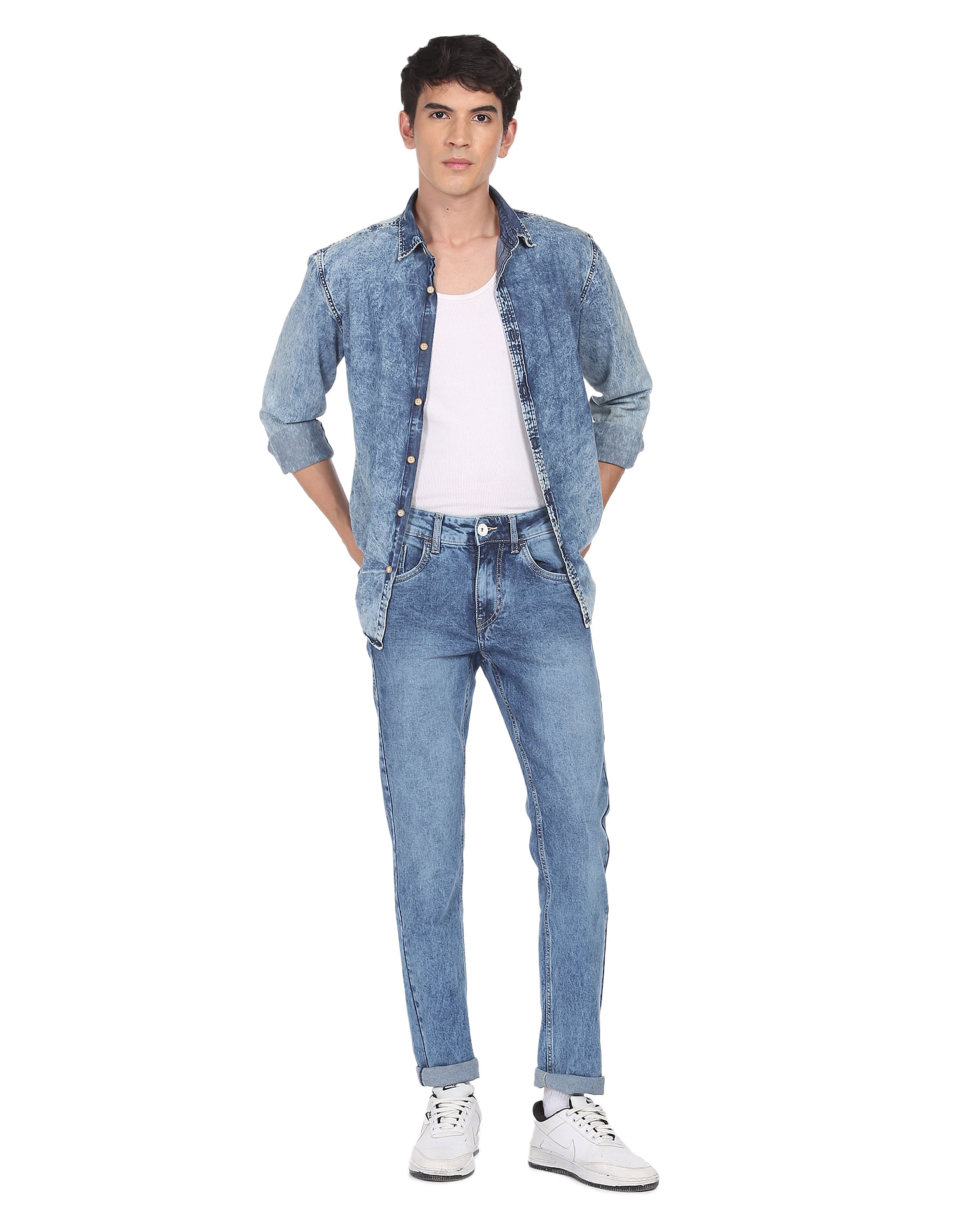 Flying Machine Acid Wash Jackson Skinny Fit Jeans
