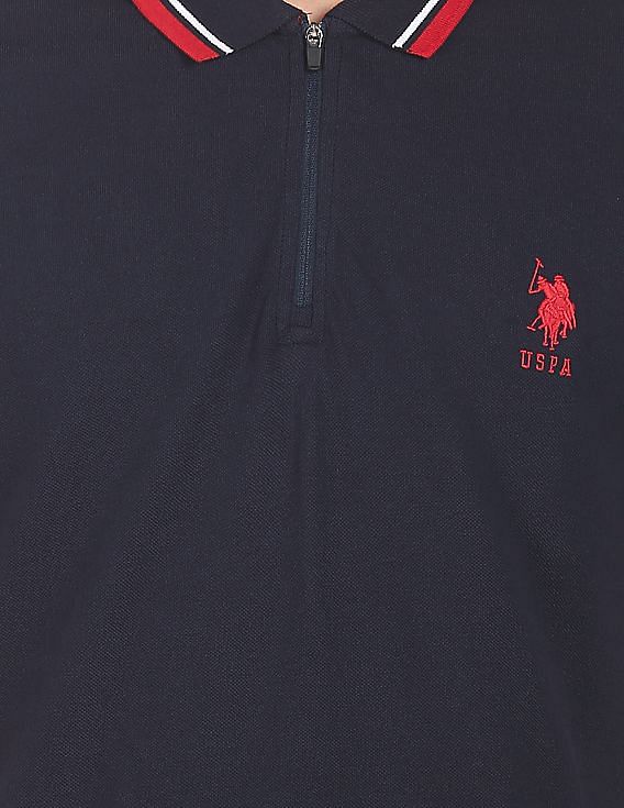 U.S. Polo Assn. Men Navy Striped Short Sleeve Polo T-shirt