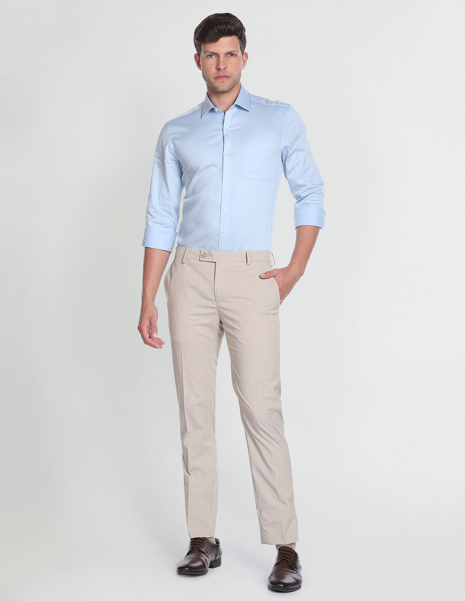 Arrow Geometric Dobby Smart Flex Formal Trousers