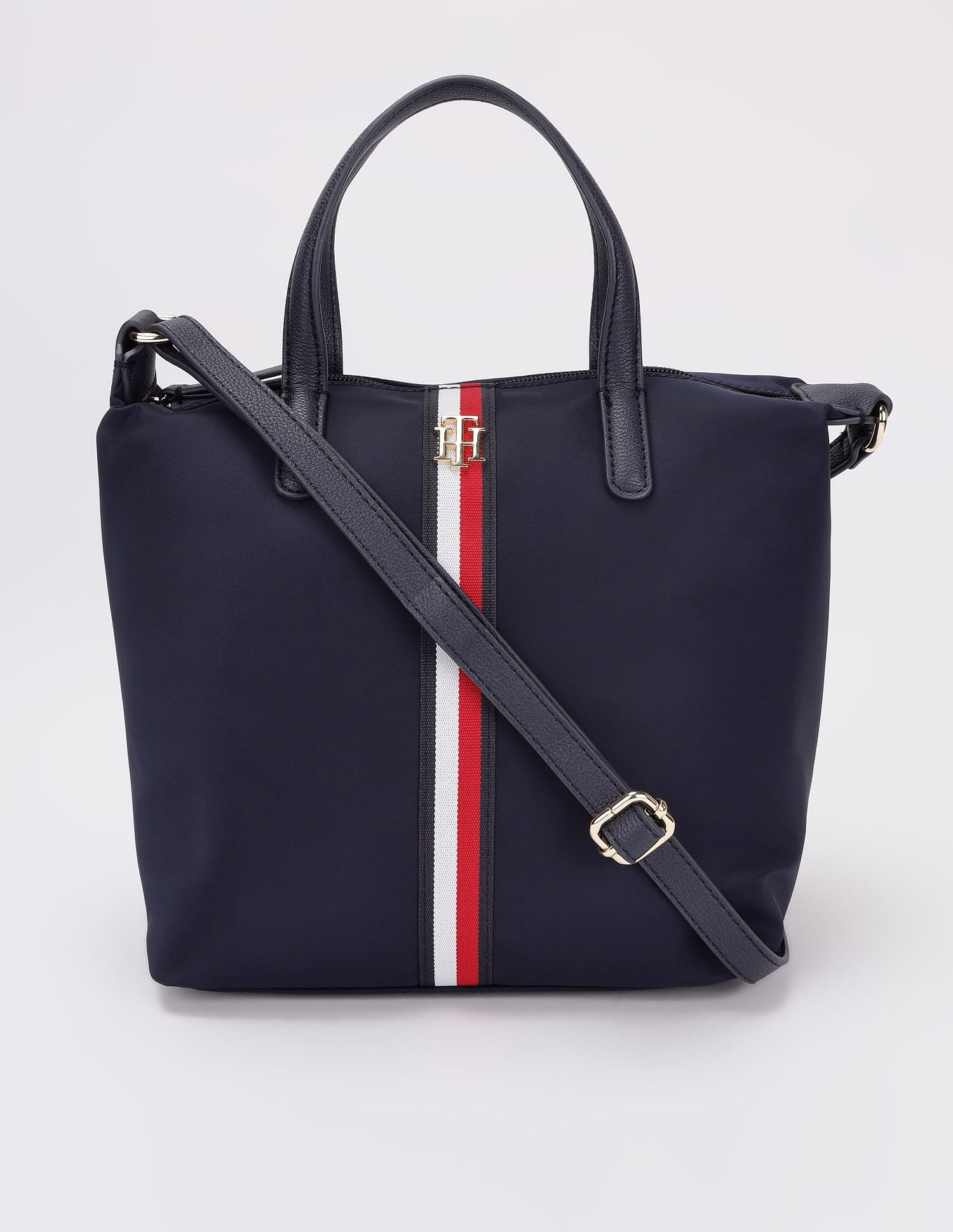 Tommy Hilfiger Solid Blue Nylon Handbag