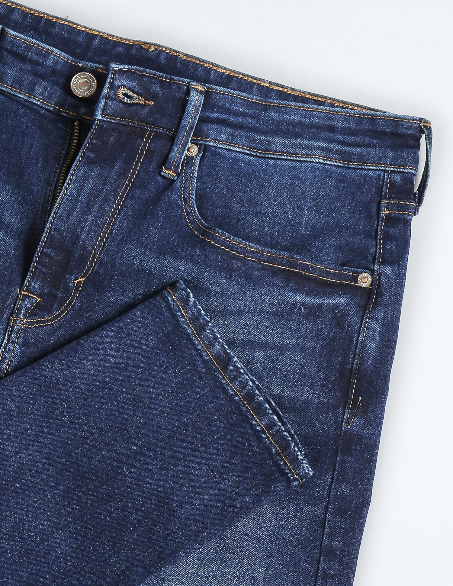 Flying Machine Mid Rise Slash Slim Tapered Jeans