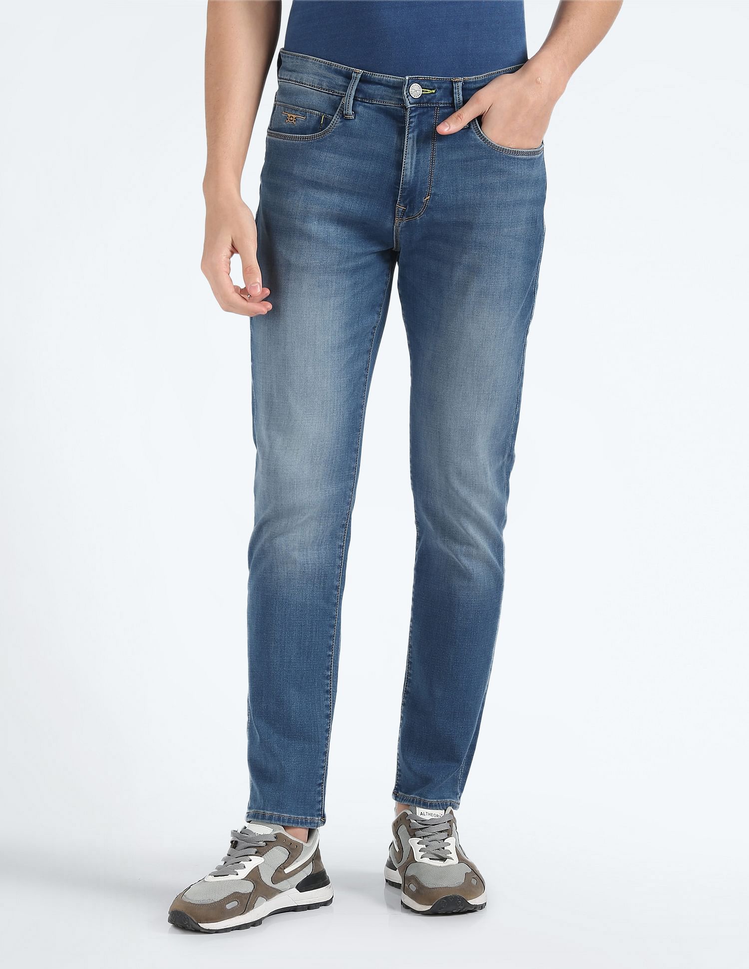 Flying Machine Slash Slim Tapered Fit Jeans