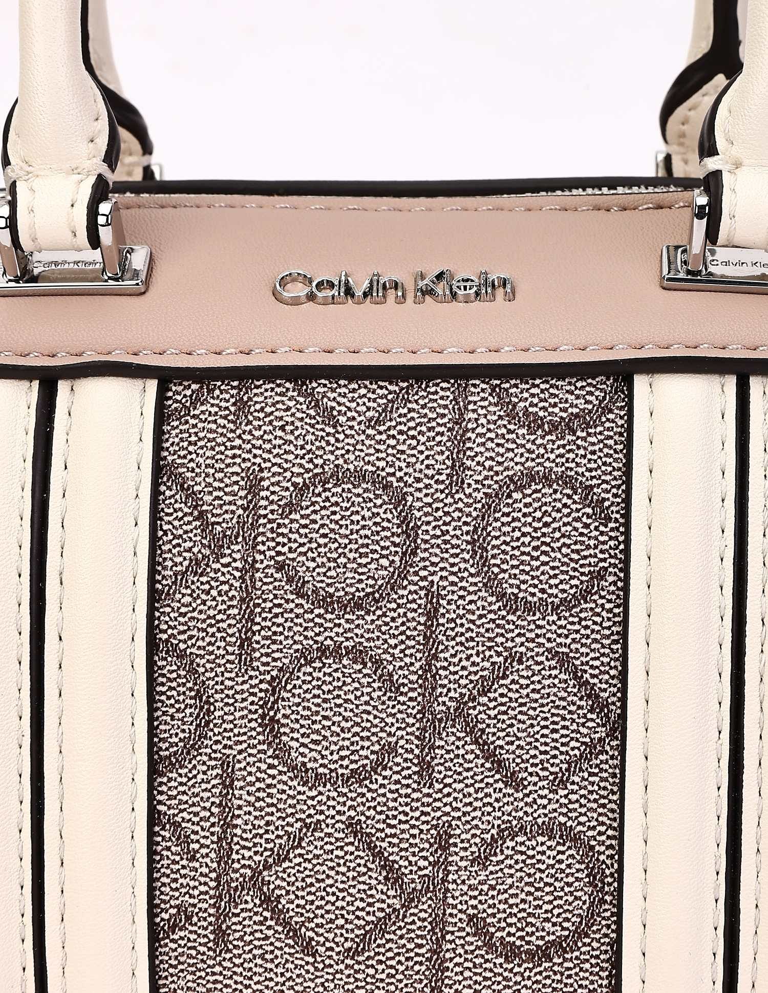 Calvin Klein Logo Beige Pvc Handbag