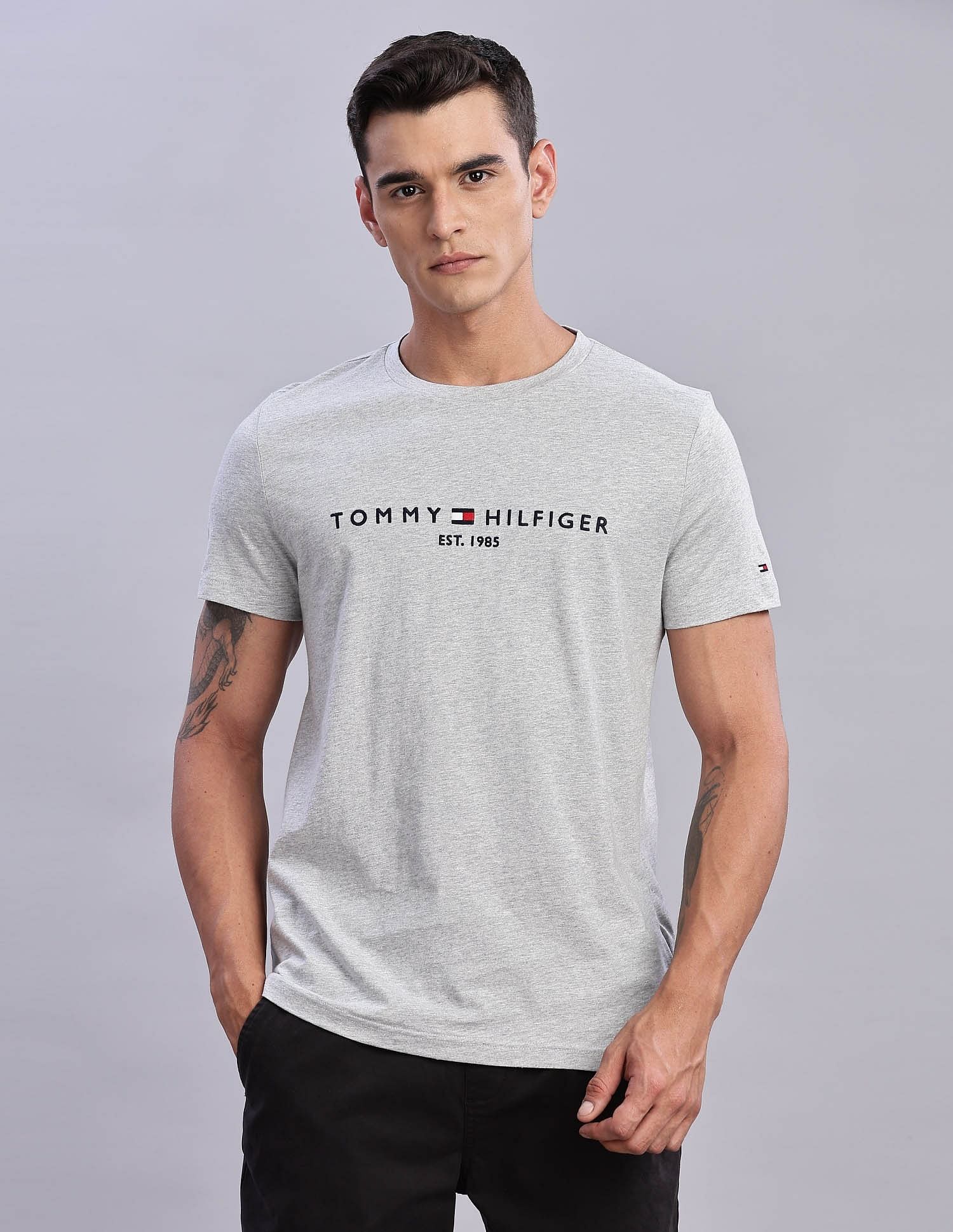 Tommy Hilfiger Mens Grey Logo T-Shirt