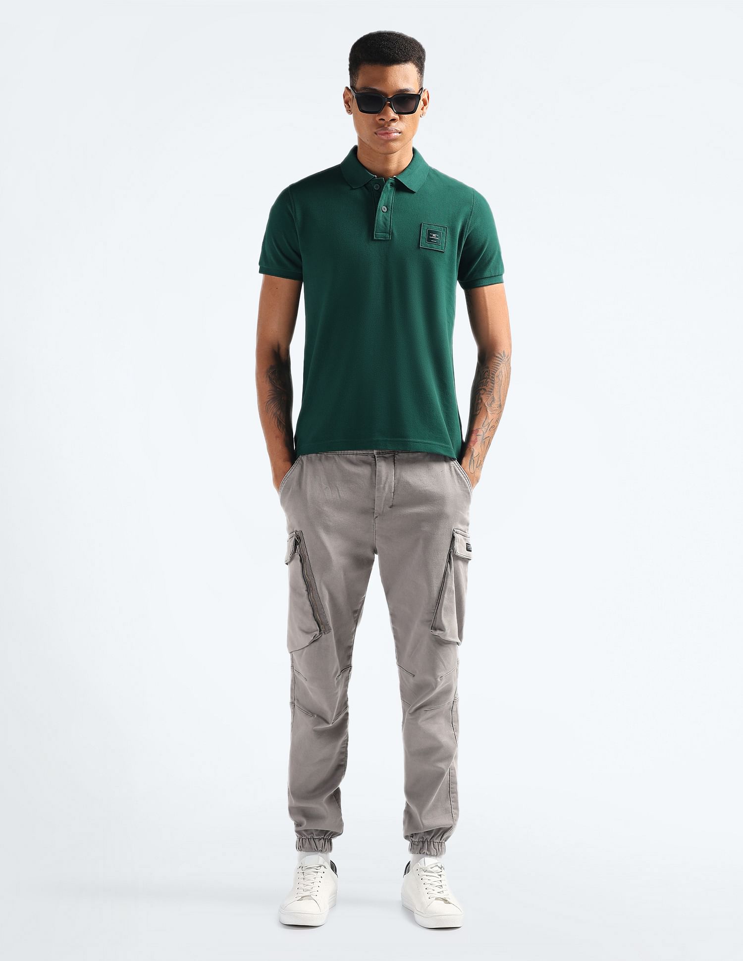 Flying Machine Logo Badge Solid Polo Shirt