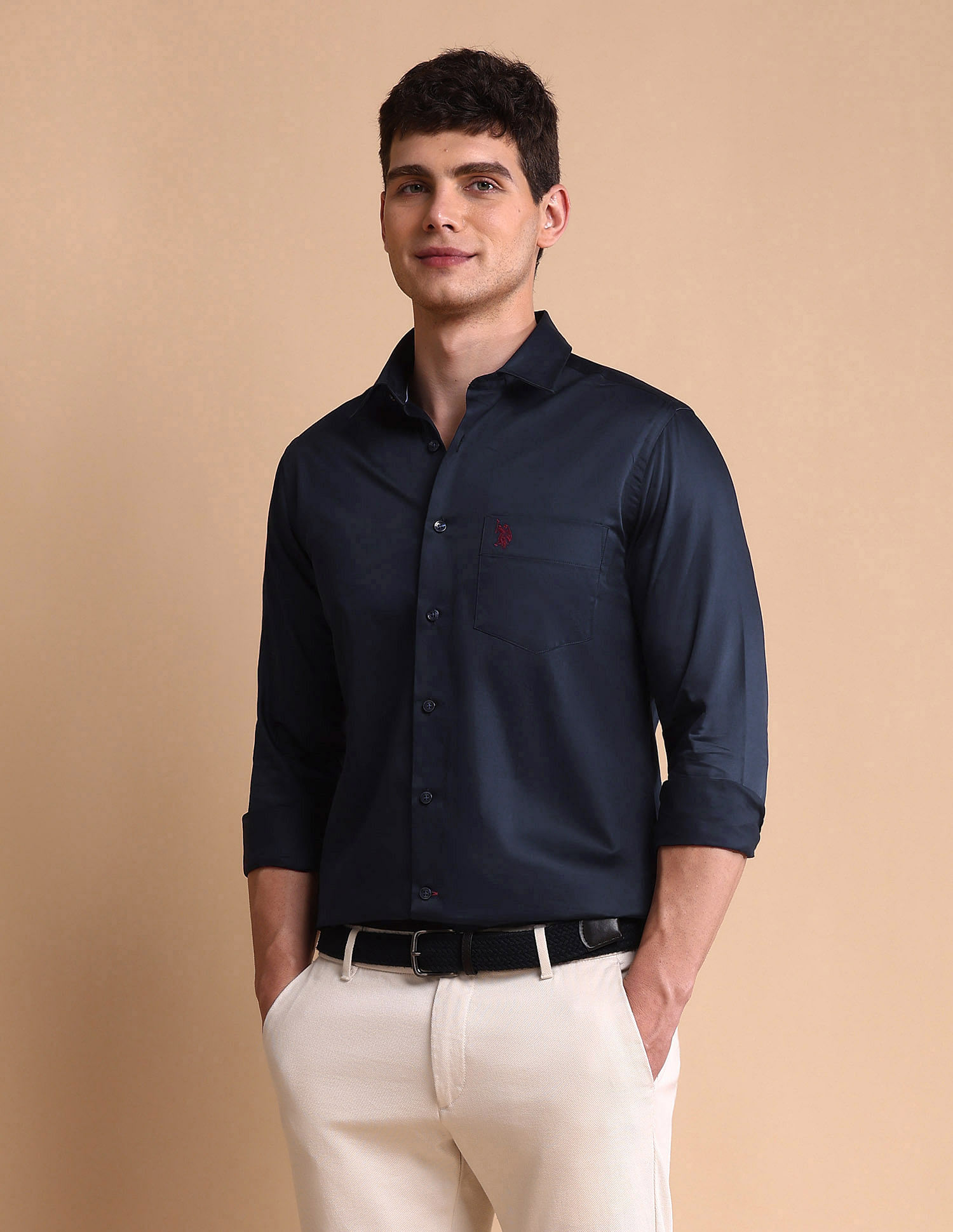 U.S. Polo Assn. Solid Tailored Fit Satin Shirt