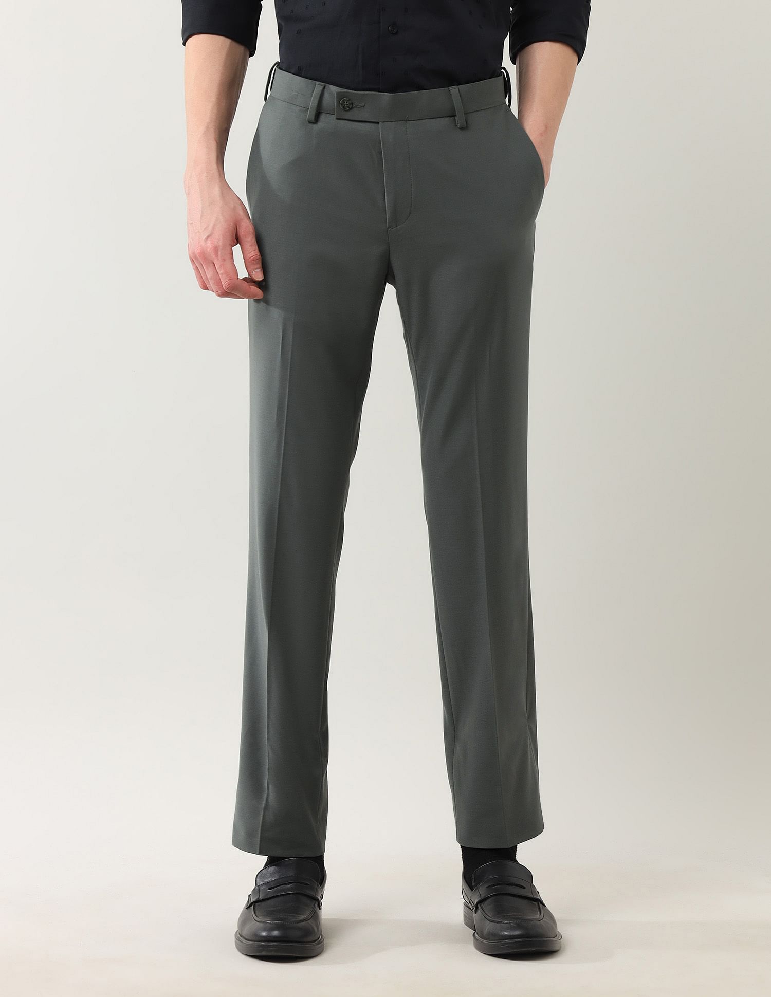 Arrow Regular Fit Solid Spring Sorbet Trousers