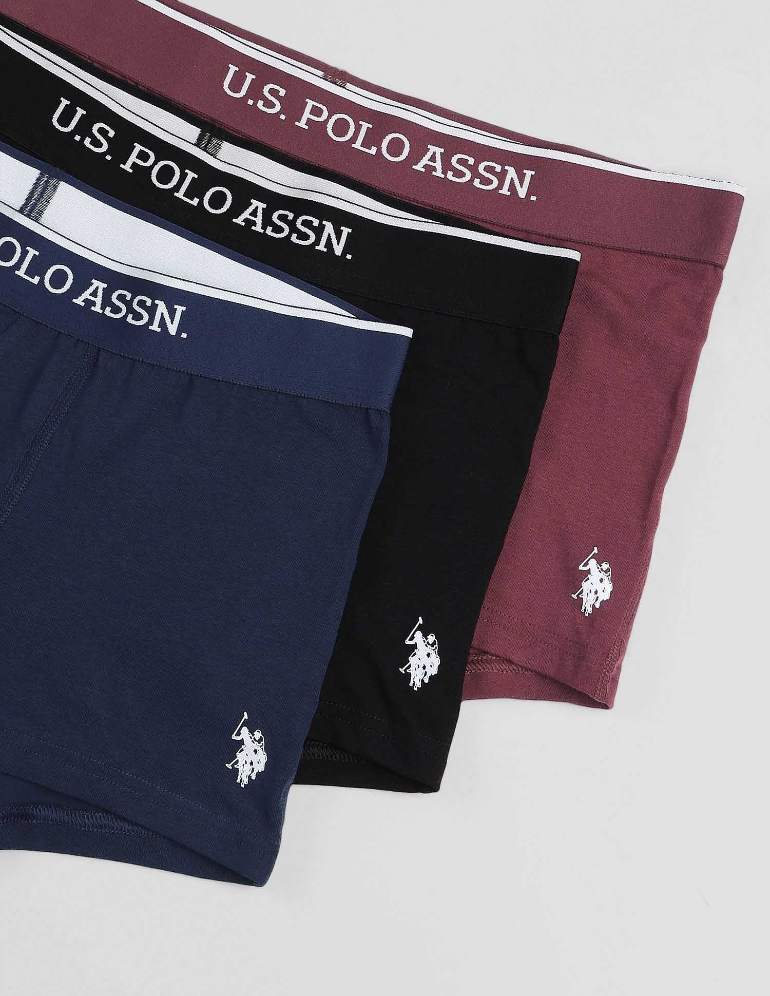 U.S. Polo Assn. Antibacterial Solid ET004 Trunks - Pack Of 3