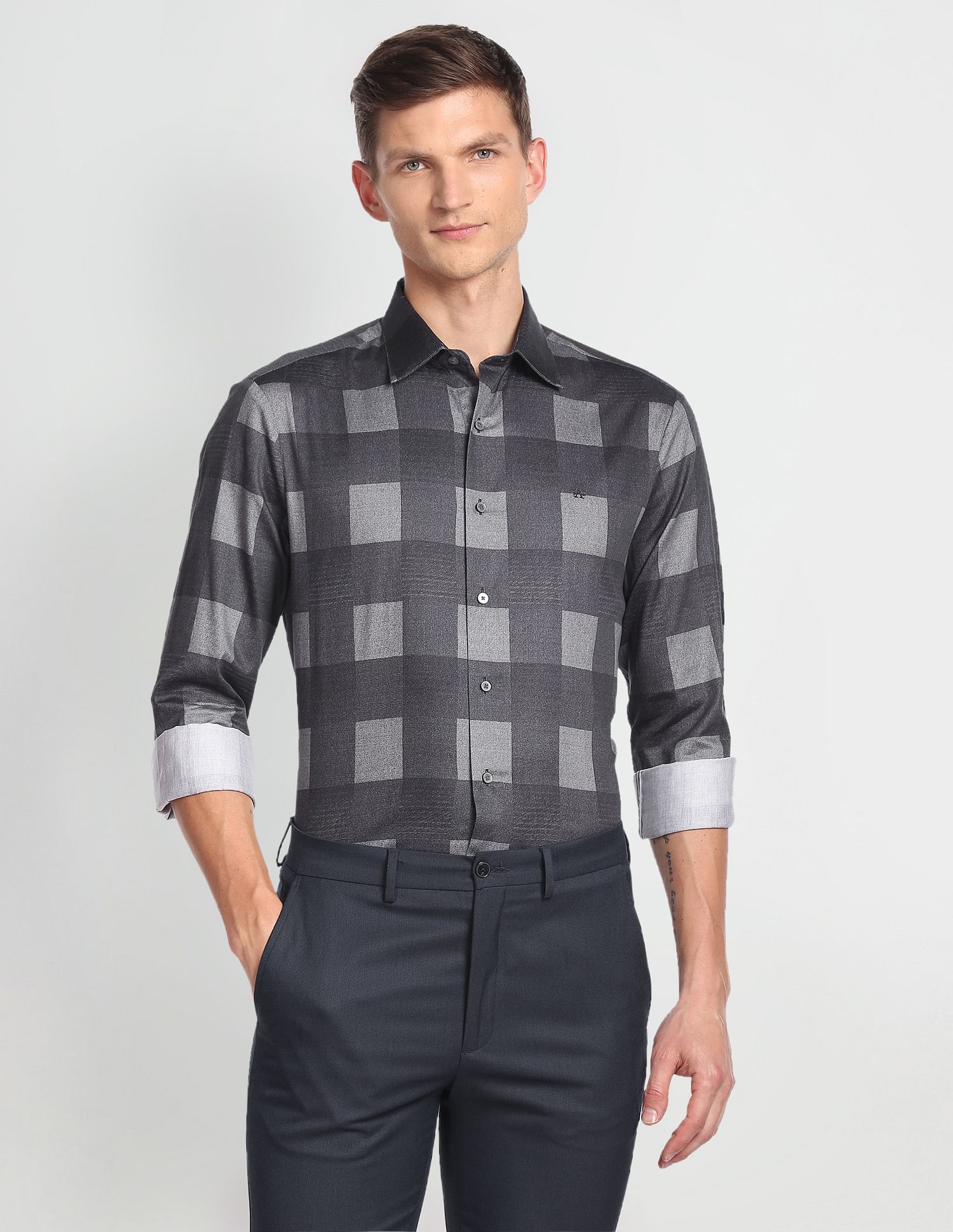 Arrow Windowpane Check Cotton Shirt