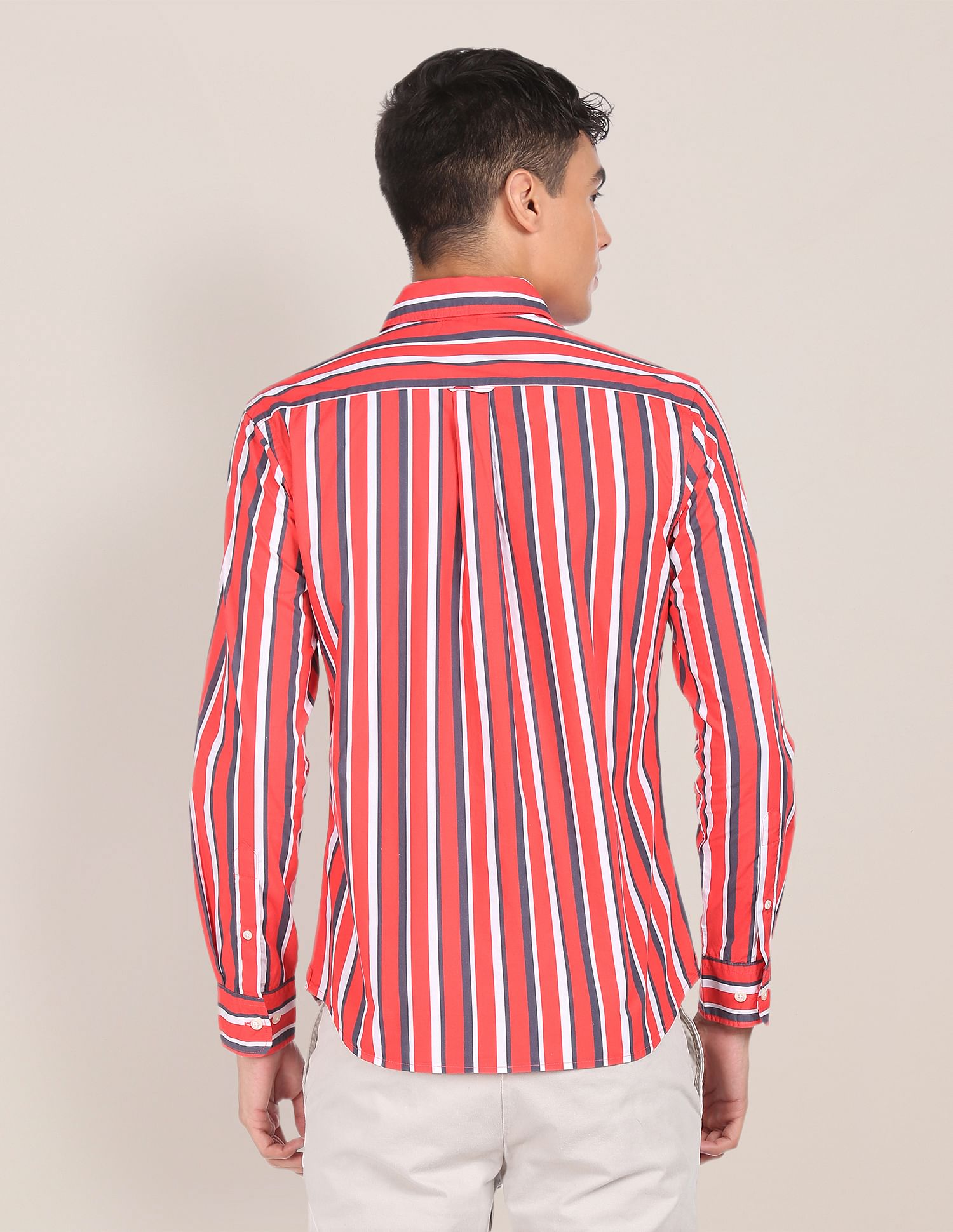 U.S. Polo Assn. Rounded Cuff Cotton Striped Casual Shirt