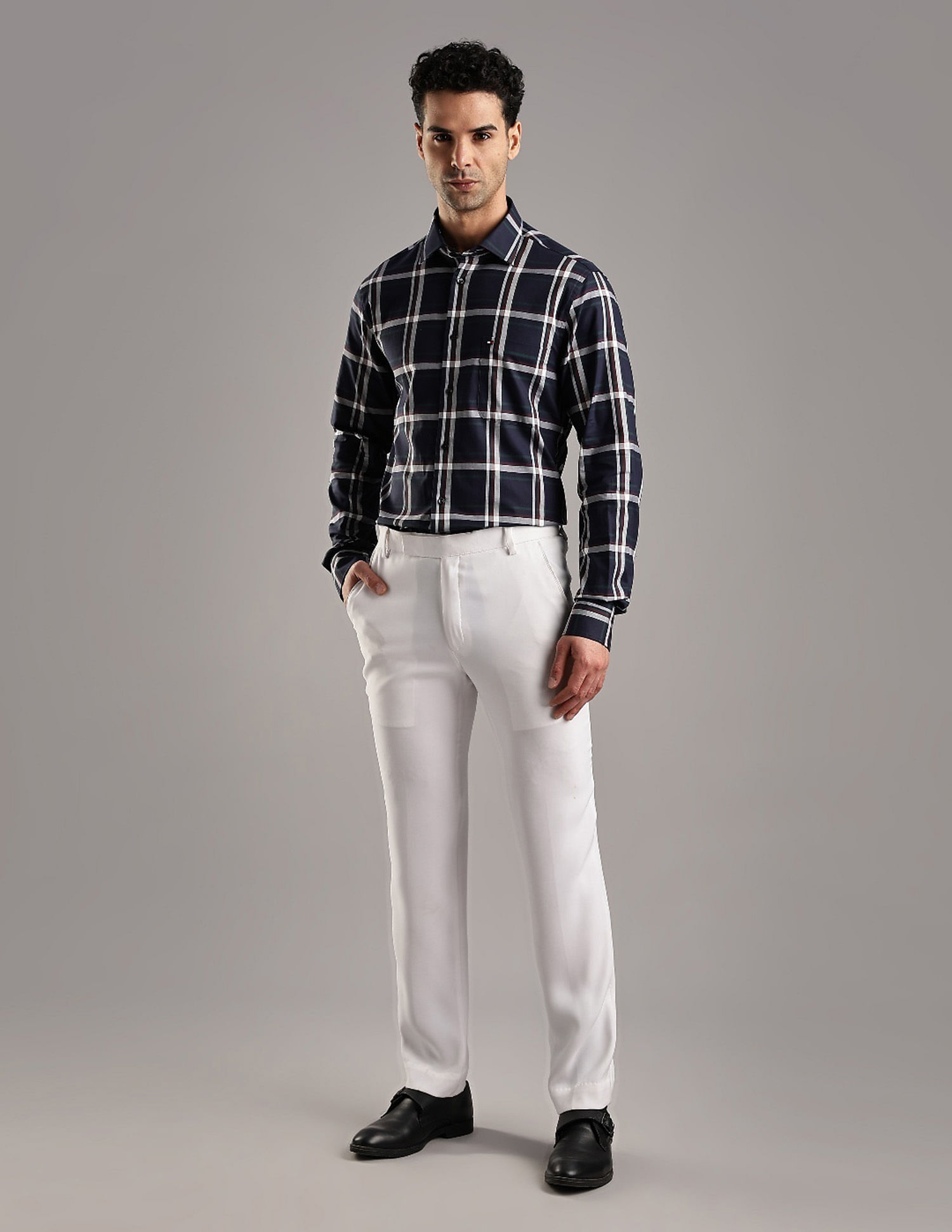 Tommy Hilfiger Checked Regular Fit Plain Woven Shirt