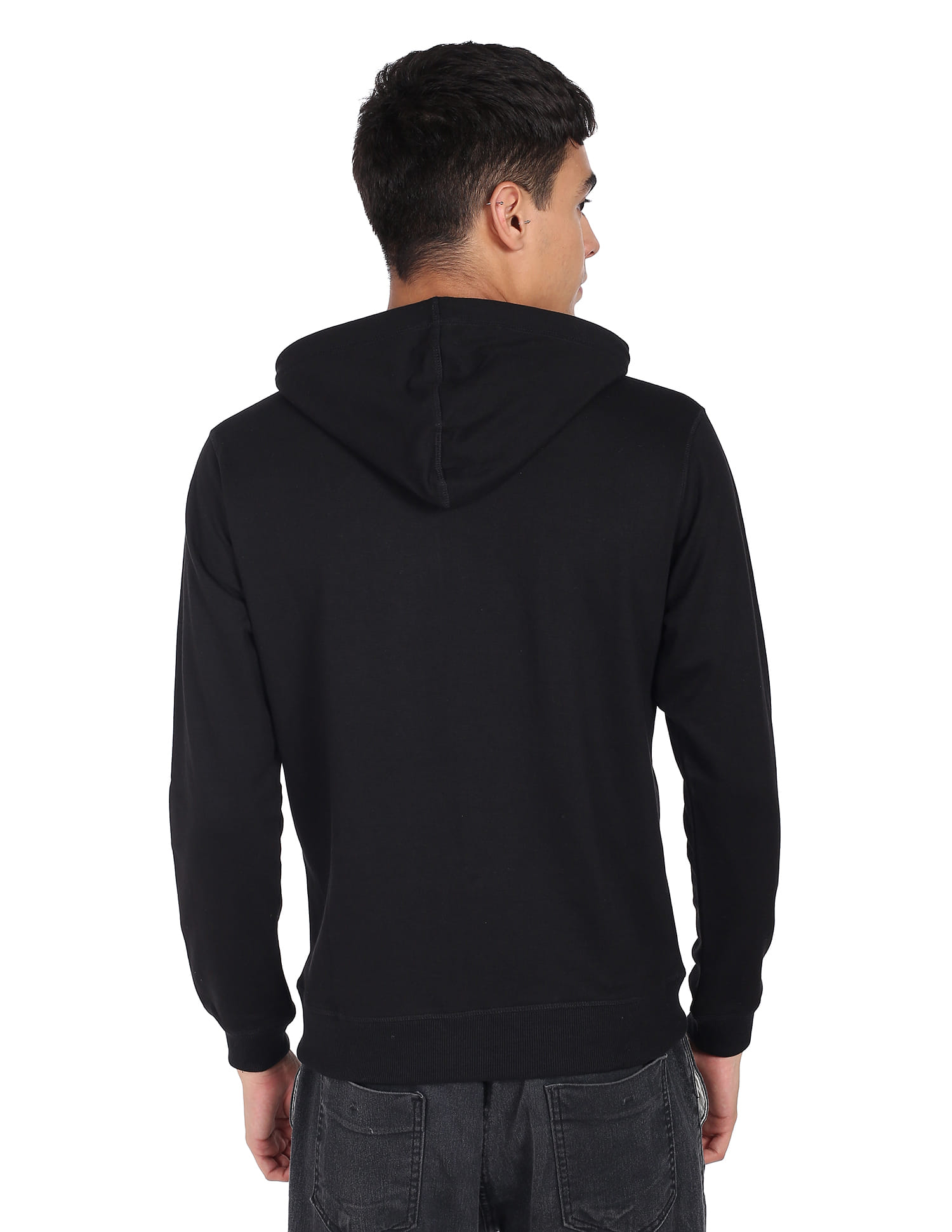 Buy Flying Machine Zip Up Solid Hooded Sweatshirt - NNNOW.com