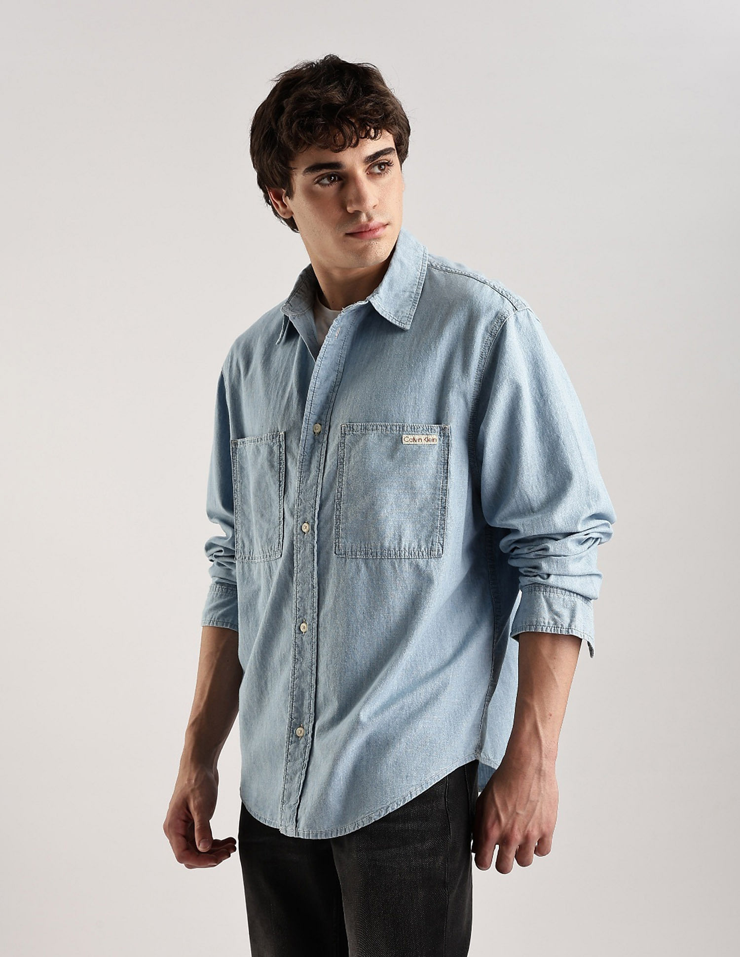 Calvin Klein Jeans Solid Relaxed Fit Denim Shirt
