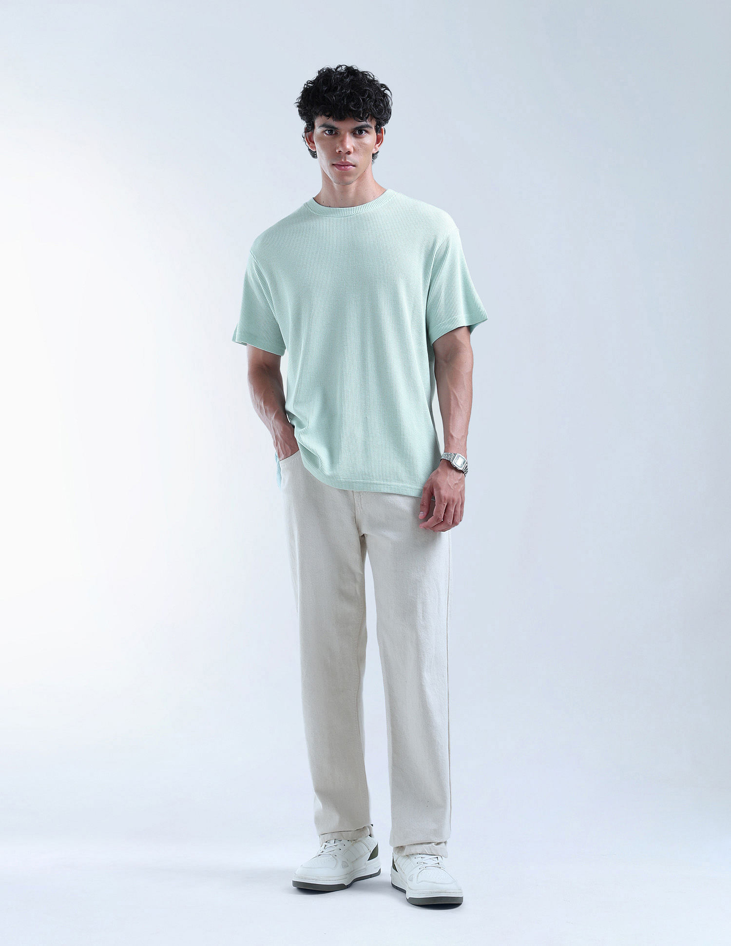 Flying Machine Textured Relaxed Fit Digitopia T-Shirt