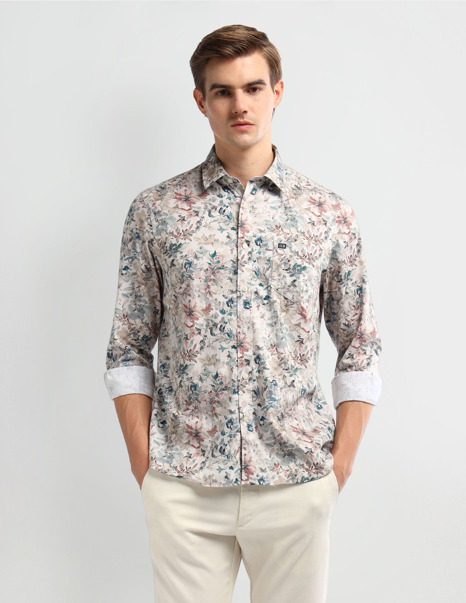 Arrow Sport Floral Print Cotton Shirt