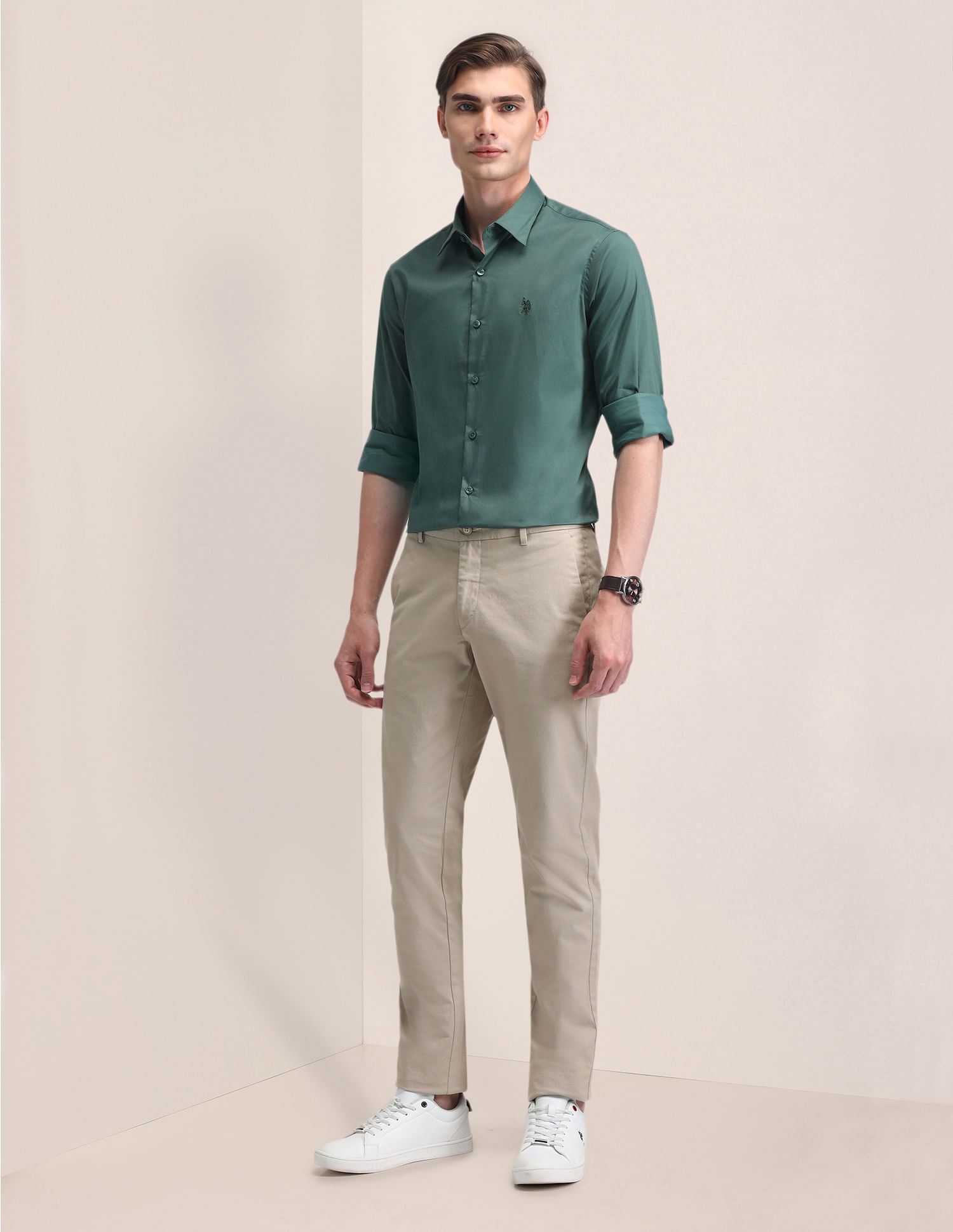 U.S. Polo Assn. Tailored Fit Solid Twill Shirt