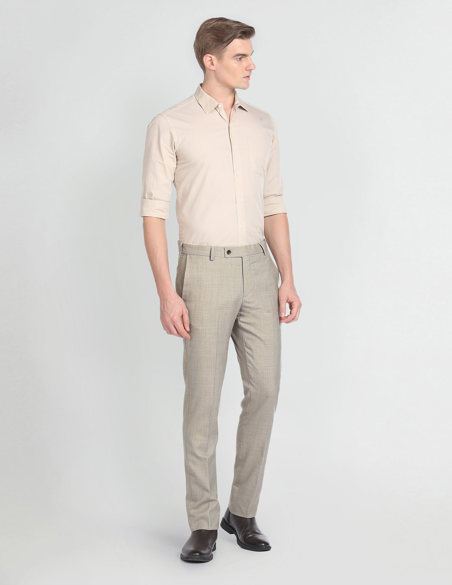 Arrow Patterned Weave Autoflex Trousers
