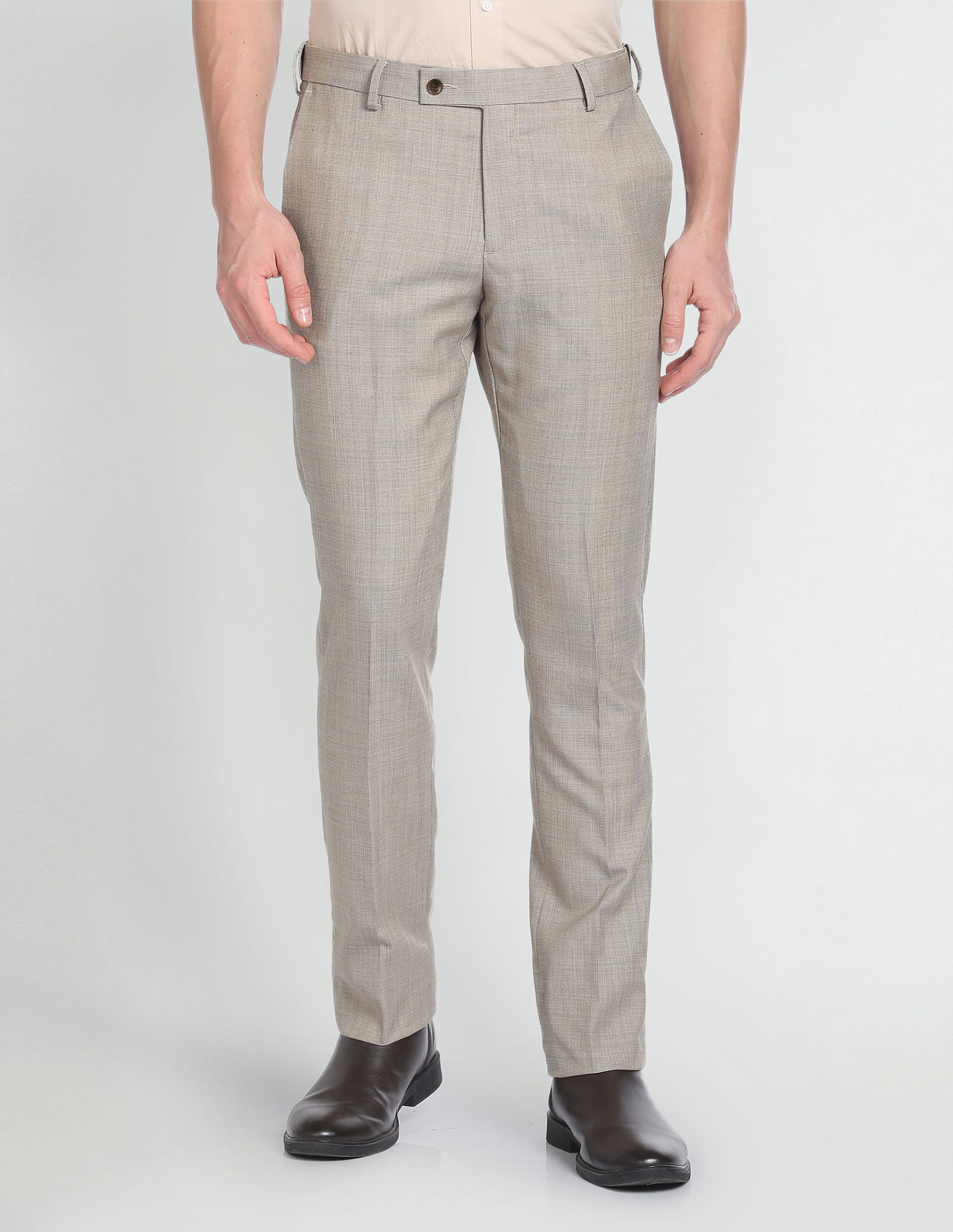 Arrow Patterned Weave Autoflex Trousers