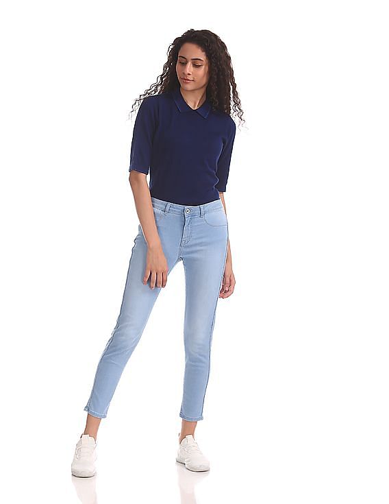 U.S. Polo Assn. Women Mid Waist Stone Wash Jeggings