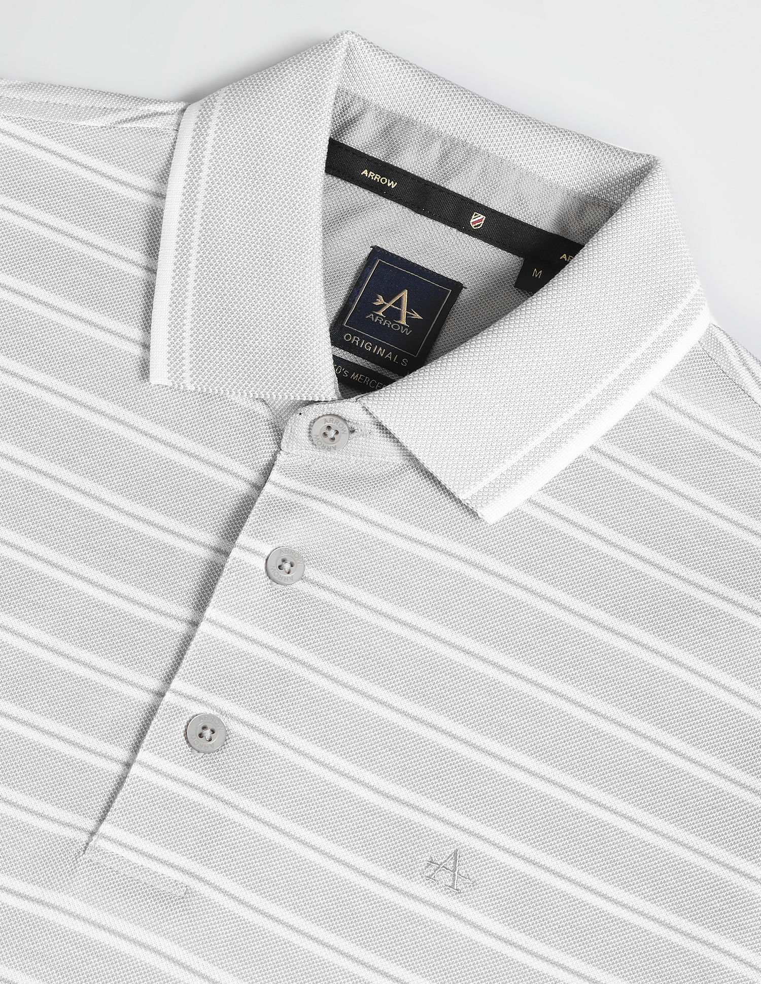 Arrow Mercerised Cotton Horizontal Stripe Polo Shirt
