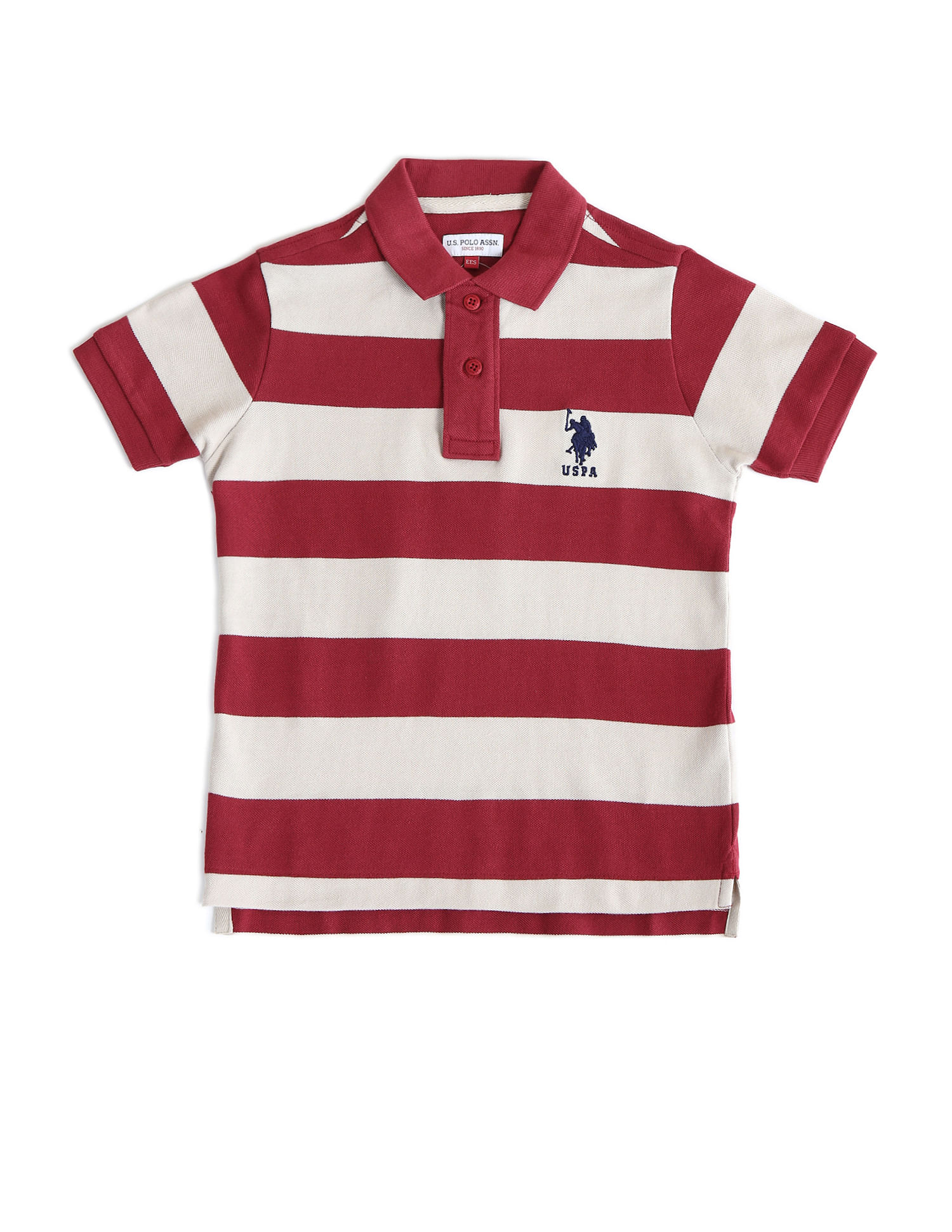 U.S. Polo Assn. Kids Boys Horizontal Striped Regular Fit Polo Shirt
