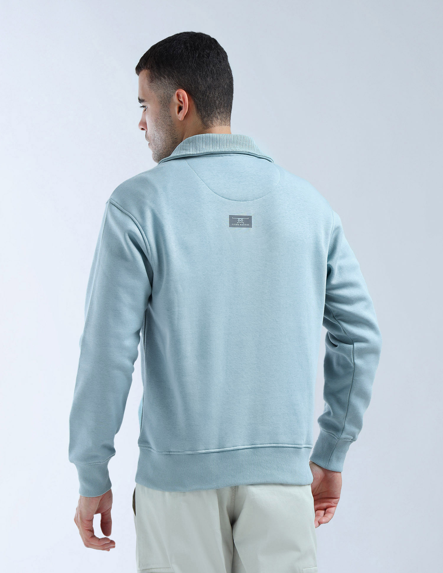 Flying Machine Solid High Neck Sweatshirt