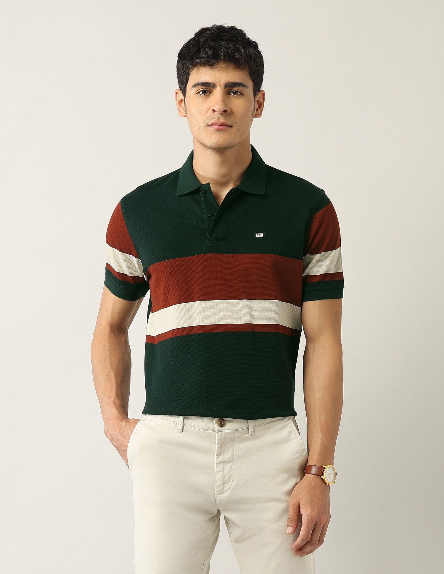 Arrow Sport Colourblocked Regular Fit Polo Shirt