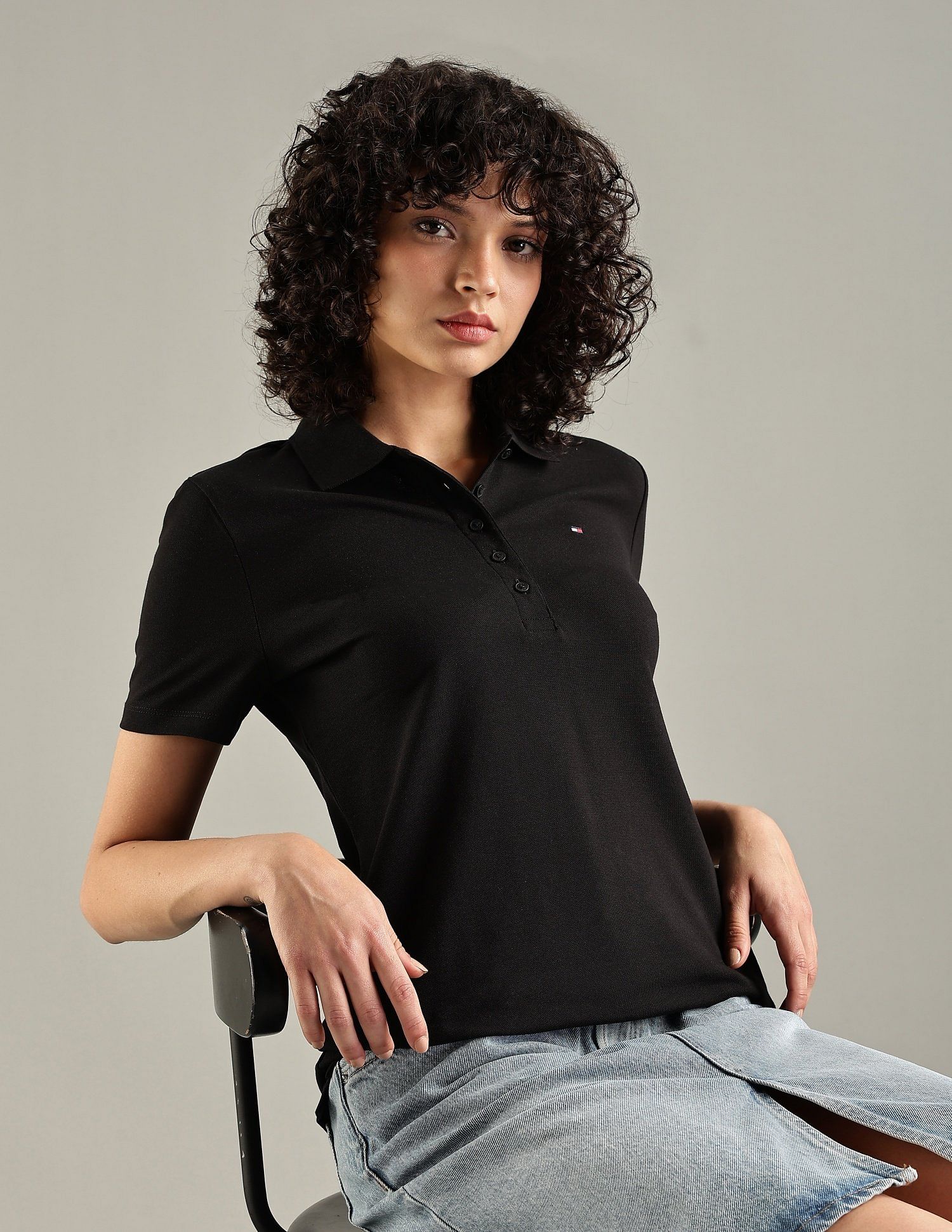 Tommy Hilfiger Solid Regular-Fit Cotton Polo T-Shirt