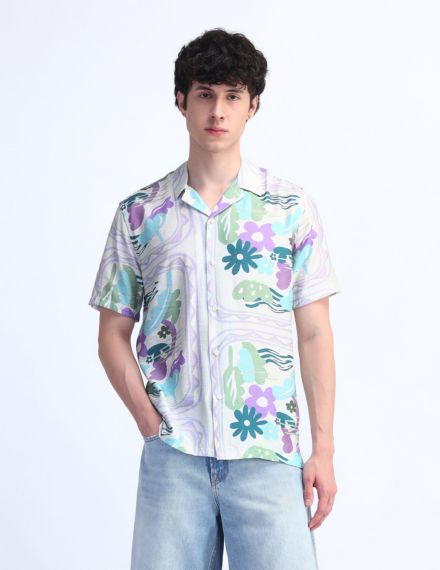Flying Machine Kiddult Floral Pattern Shirt