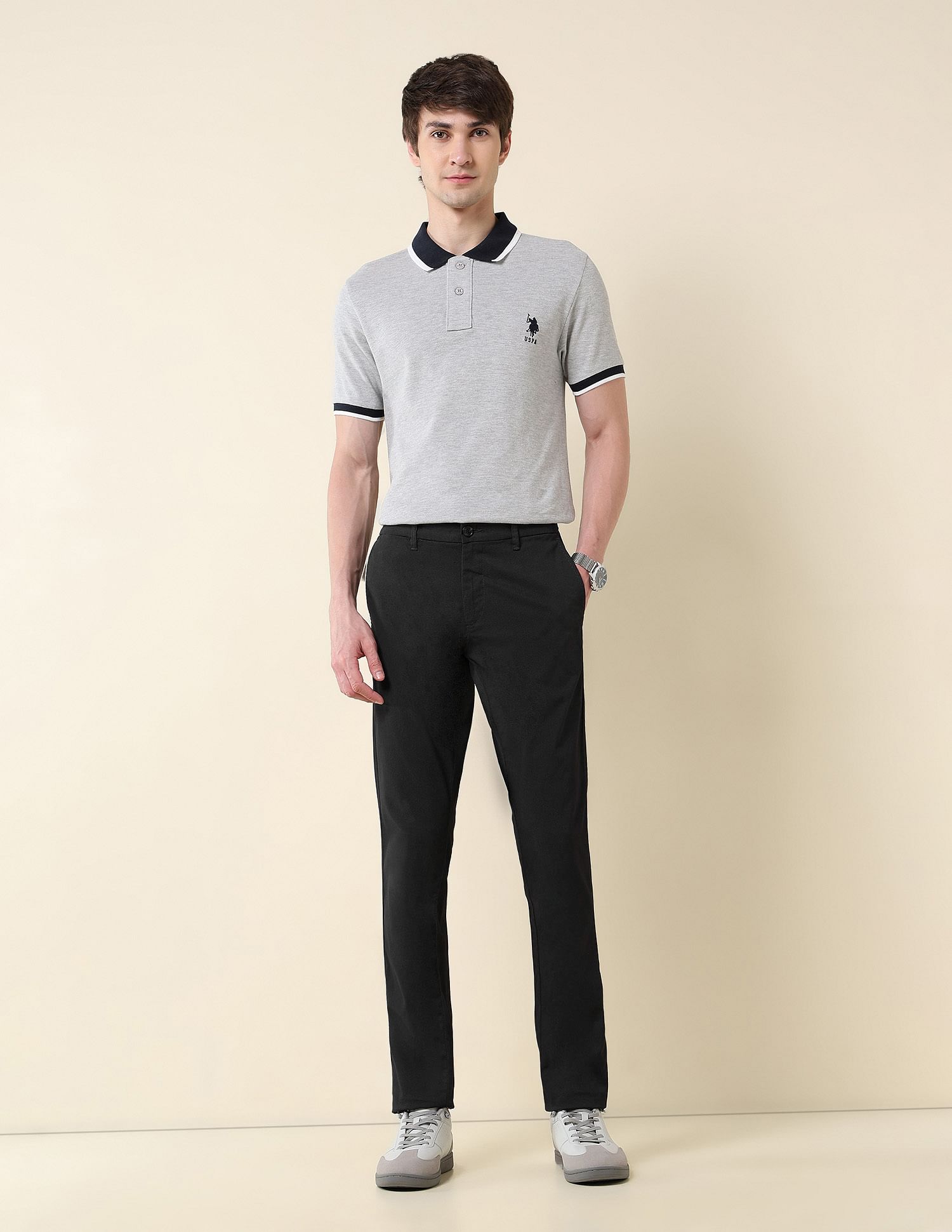 U.S. Polo Assn. Textured Austin Slim Fit Twill Trousers