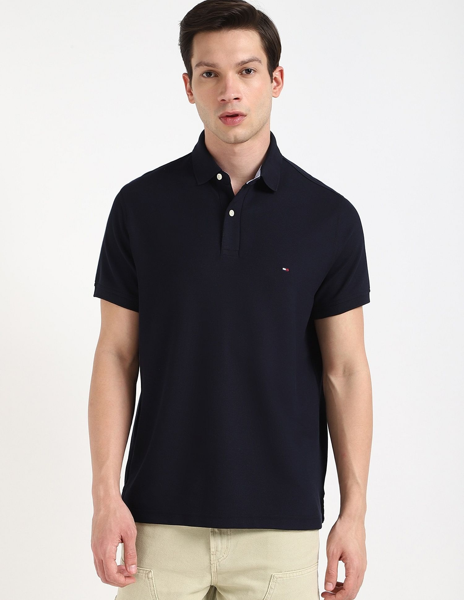 Tommy Hilfiger Solid Regular-Fit Cotton Polo Shirt